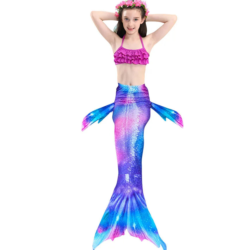 Fantasia Infantil Ariel de A pequena Sereia com Nadadeira e Cabelo