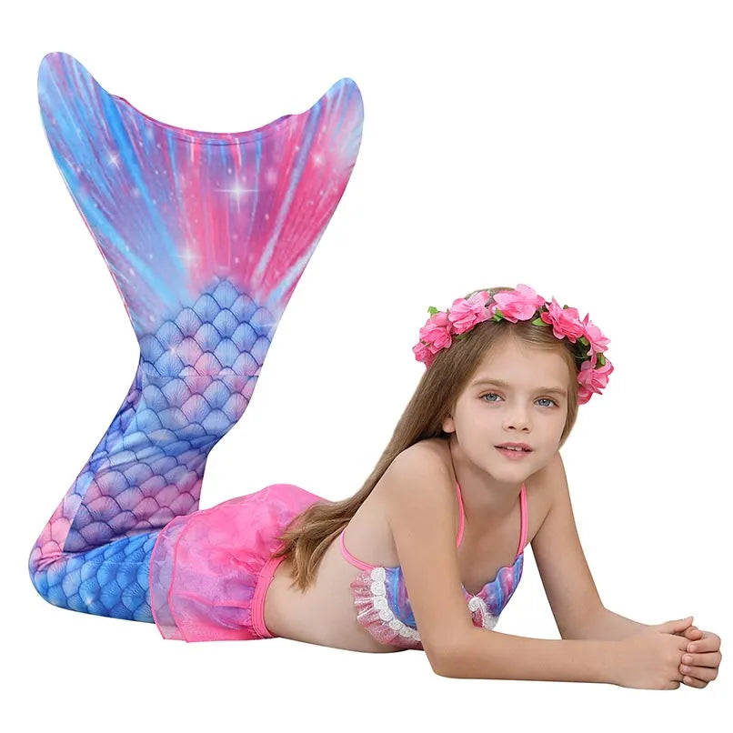 Fantasia Infantil Ariel de A pequena Sereia com Nadadeira e Cabelo