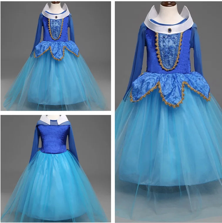 Fantasia Infantil Vestido Aurora Azul Clássico - A Bela Adormecida