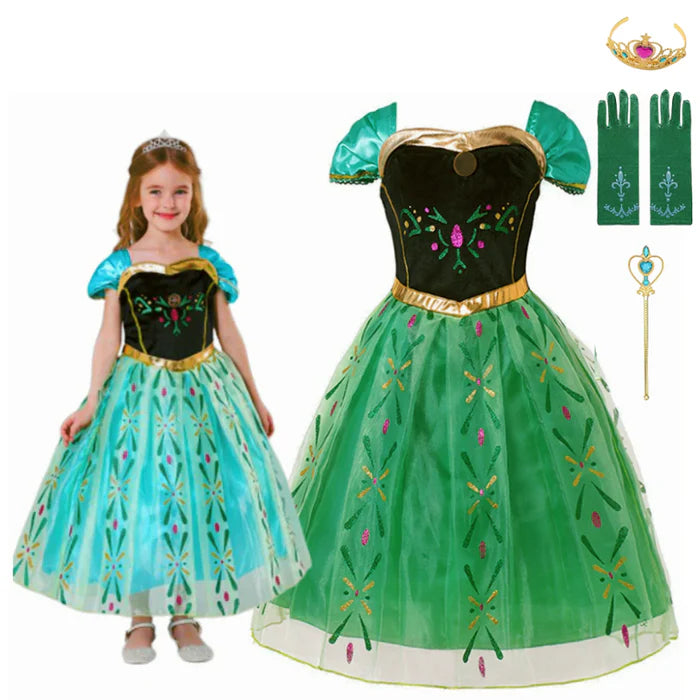 Fantasia Infantil Vestido Princesa Anna Coroação