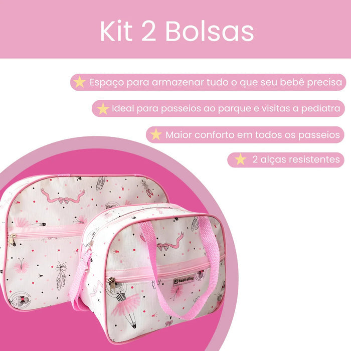 Kit Bolsa Maternidade Bailarina Rosa