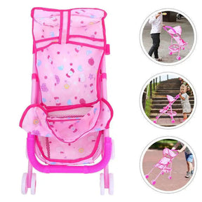 Carrinho de Bonecas Rosa com Cesta