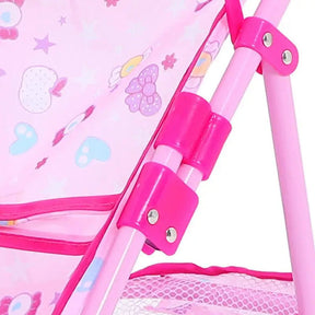Carrinho de Bonecas Rosa com Cesta