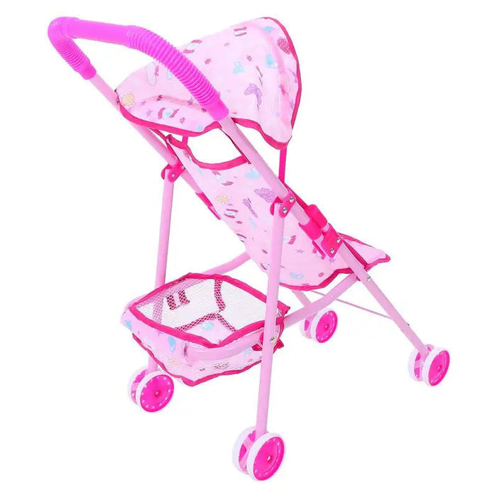 Carrinho de Bonecas Rosa com Cesta