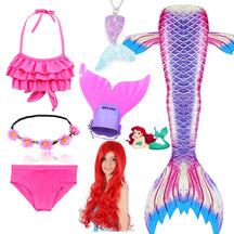 Fantasia Infantil Ariel de A pequena Sereia com Nadadeira e Cabelo