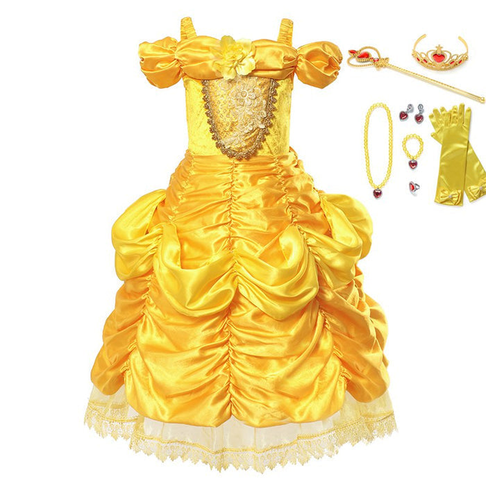 Fantasia Infantil Princesa Dourada – Inspirada na Bela