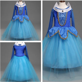 Fantasia Infantil Vestido Aurora Azul Clássico - A Bela Adormecida
