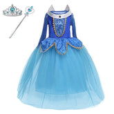 Fantasia Infantil Vestido Aurora Azul Clássico - A Bela Adormecida